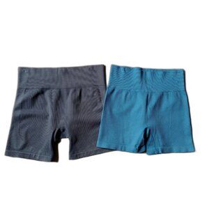 Bundle of Colsie and JoyLab Blue Seamless Ribbed High Rise Bike Shorts Size XL